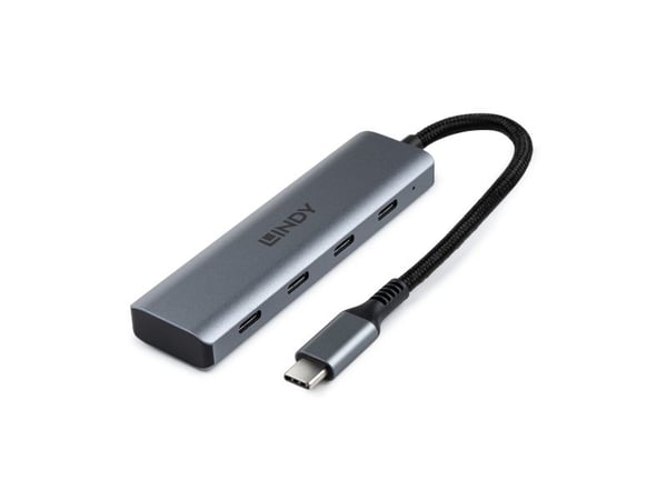 Lindy 43414, USB 3.2 Gen 2 (3.1 Gen 2) Typ-C, USB 3.2 Gen 2 (3.1 Gen 2) Typ-C, 10000 Mbit/s, Grå, Aluminium, Plast, Rund kabel
