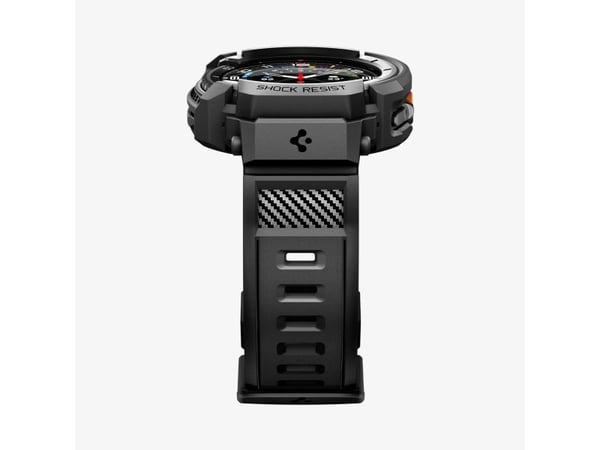 Spigen Rugged Armor Pro, Etui + bånd, Smartklokke, Sort, Samsung, Watch 8 Classic (46mm), Termoplastisk polyuretan (TPU)