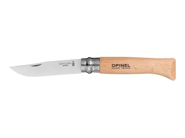 Opinel Tradition N°08 - Sammenleggbar kniv - 8.5 cm - small dark dashes, lysegul til rosa håndtak
