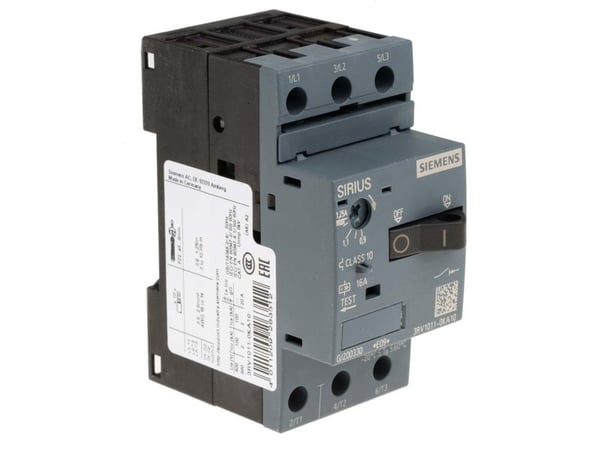 Siemens 3RV1011-0KA10 Katkaisija 1 kpl 3 x katkaisija Asetusalue (virta): 0,9 - 1,25 A Kytkentäjännite (max.): 690 V/AC (L x K x S) 45 x 90 x 81 mm