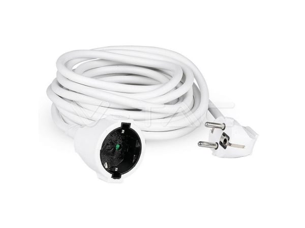 V-TAC VT-3001, 5 m, Sisä- ja ulkotila, Tyyppi F, Type F (CEE 7/4), 1,5 mm², Polypropeeni (PP)