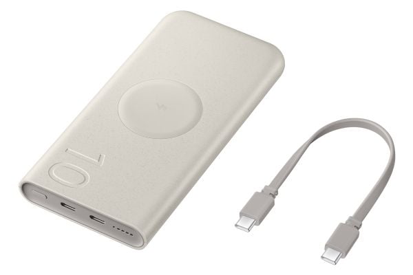 Samsung EB-U2510XUEGWW, 10000 mAh, Power Delivery 3.0, Trådløs lading, Beige