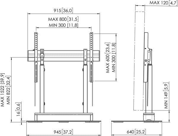 Vogel's 7341050, Multimediastativ, Sort, 120 kg, 109,2 cm (43"), 2,49 m (98"), 300 x 300,400 x 200,400 x 400,400 x 400,400 x 300,400 x 500,400 x 60...