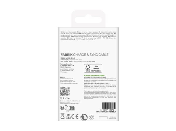 PURO Factory 2.0 USB-A - USB-C lataus- ja synkronointijohto