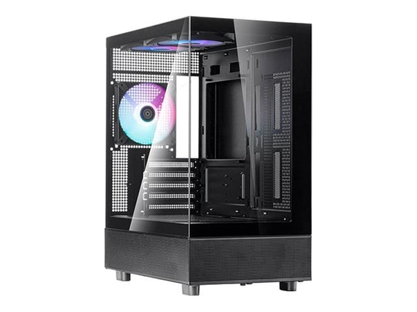 SilverStone Lucid 04 - Micro-ATX - micro ATX - sidepanel med vindu (herdet glass) - ingen strømforsyning (ATX / PS/2) - svart - USB/lyd