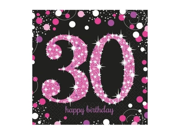 Servetter 30 år Pink Sparkling