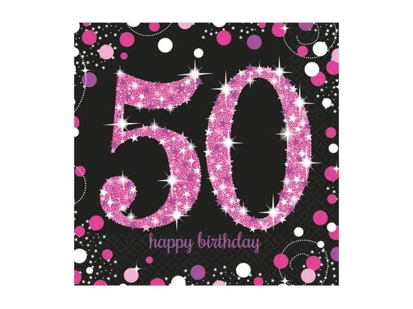 Servietter 50 år Pink Sparkling