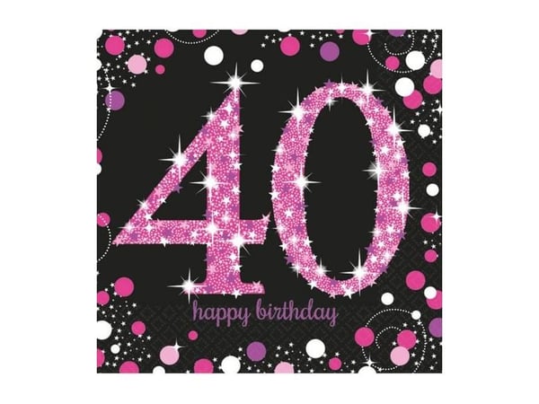 Servetter 40 år Pink Sparkling