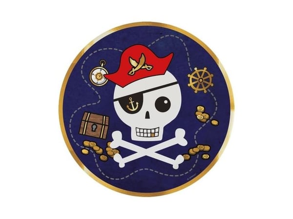 Pirat paptallerkner, 8 stk