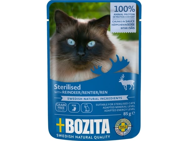 Bozita Steriloitu poro kastikkeessa Märkä kissanruoka 85g