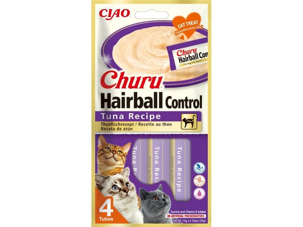 INABA Churu Hairball Tonfiskgodis för katter - 4x14g