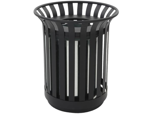 Udendørs affaldsspand, V-Part, sort, stål, 69 l, inderspand i metal, ilddæmpende, til udendørs og...