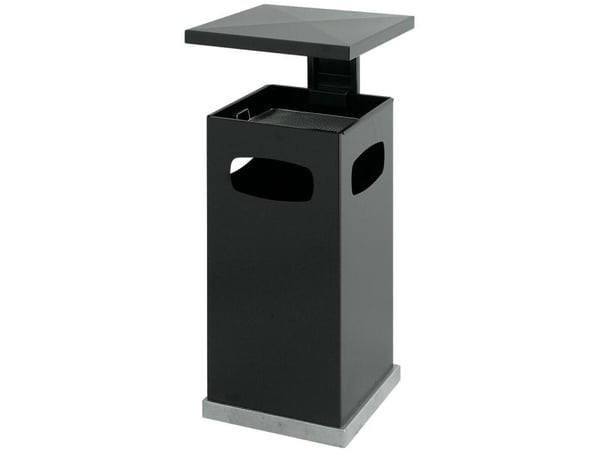 Avfallsbeholder med askebeger, V-Part, antrasitt, galvanisert stål/pulverlakkert stål, 70 liter med innerbeholder i metall, brannsikker, utendørs, ...