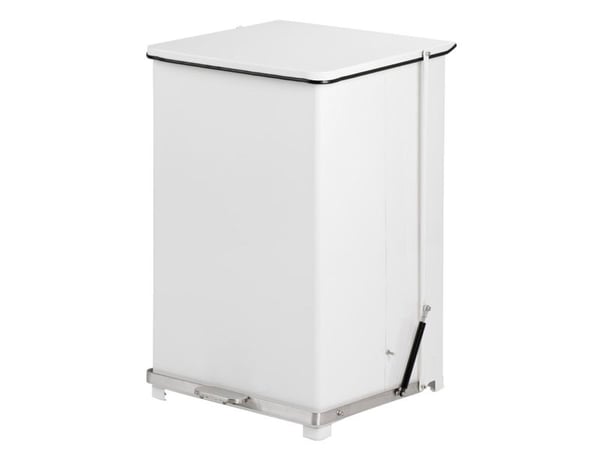 Pedalspand, V-Part, hvid, pulverlakeret stål/rustfrit stål, 152 l, med sækkeholder og soft close ...
