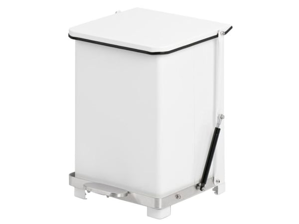 Pedalspand, V-Part, hvid, pulverlakeret stål/rustfrit stål, 27 l, med sækkeholder og soft close l...