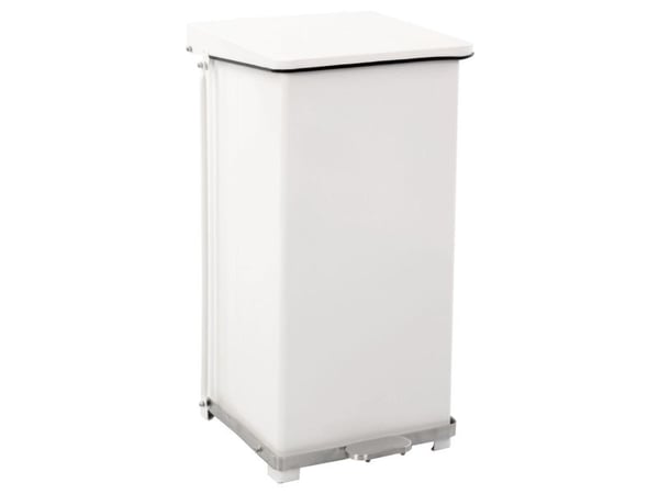 Pedalhink V-Part vit pulverlackerad stål 90 l, säckhållare, soft close, brandskyddande