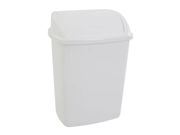 Avfallsbeholder, V-Part, hvit, plast, 26 l, med svinglokk, klargjort for veggmontering