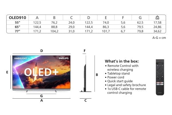 Philips 55OLED910 - 55" Diagonalklasse OLED TV - Smart TV - Google TV - 4K UHD (2160p) 3840 x 2160 - HDR