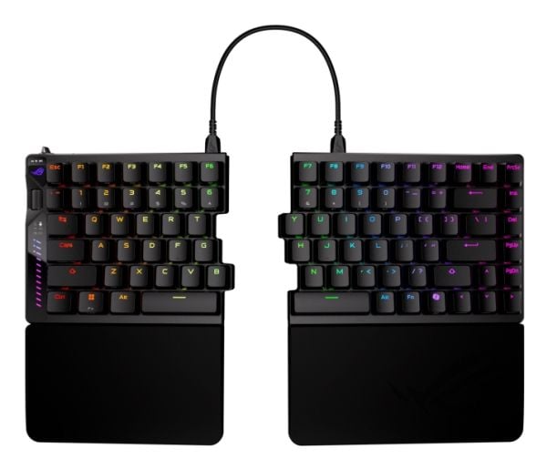 ASUS ROG Falcata, 75%, Kabel &amp; trådløs, USB + RF Wireless + Bluetooth, Magnetic-mechanical key switch, RGB LED, Sort
