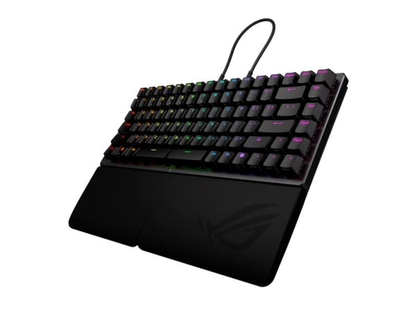 ASUS ROG Falcata, 75%, Kabel &amp; trådløs, USB + RF Wireless + Bluetooth, Magnetic-mechanical key switch, RGB LED, Sort