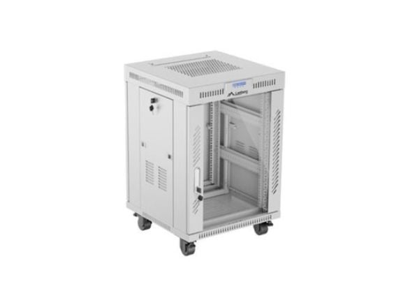 Lanberg 19" seisova telineasennuskaappi 15U 600x600 harmaa LCD lasiovi (flat pack)