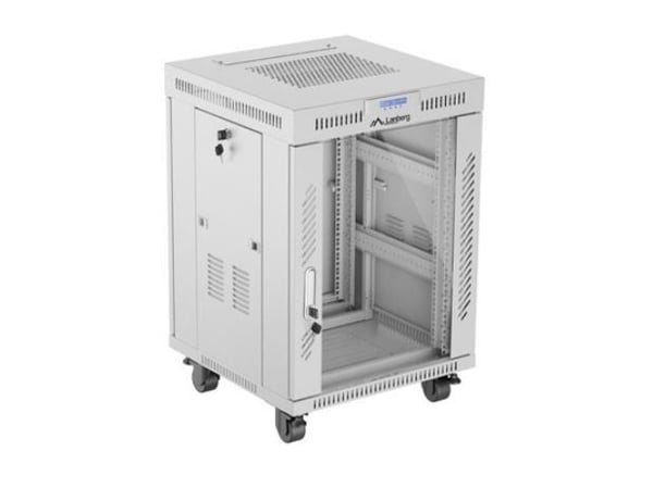 Lanberg 19" seisova telineasennuskaappi 15U 600x600 harmaa LCD lasiovi (flat pack)