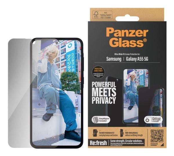 PanzerGlass P7358, Samsung, Galaxy A55 5G, Naarmuuntumisenkestävä, Harmaa, 1 kpl