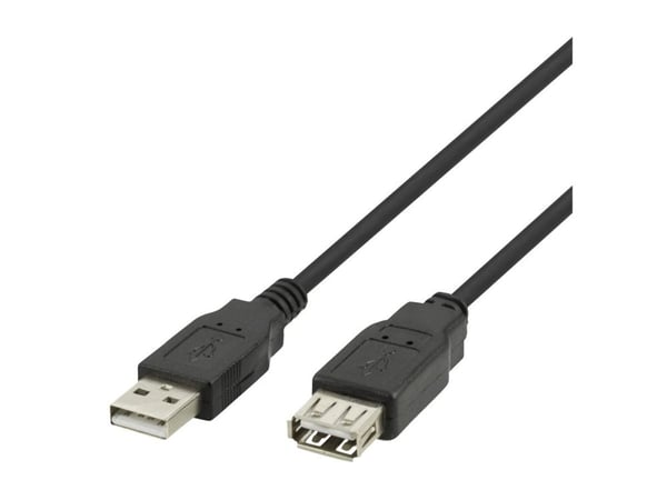 DELTACO - USB-förlängningskabel - USB (hane) till USB (hona) - USB 2.0 - 2 m - svart