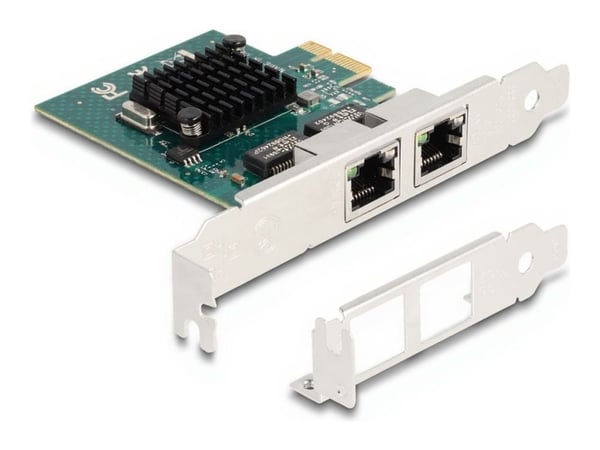 Delock - Nettverksadapter - PCIe 2.0 lav profil - Gigabit Ethernet x 2