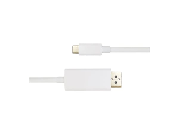 DELTACO - Adapterkabel - 24 pin USB-C (hane) till DisplayPort (hane) - 1 m - 4K60Hz (3840 x 2160) stöd - vit