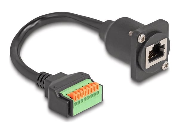 Delock - Nettverkskabel - RJ-45 (hunn) til 8-pins terminalblokk - 30 cm - 2.8 mm - CAT 5e - trykknapp - svart