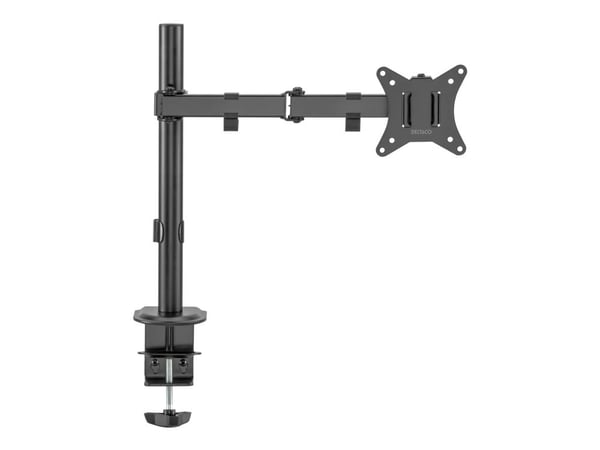 Deltaco Single Desk mount, tilt, swivel, rotate, 13-32" 9 kg, 75 x 75 mm, 100 x 100 mm, -45 - 45°, -90 - 90°, 360°, musta