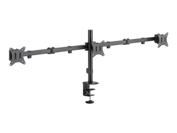 DELTACO - Monteringssett (montering) - justerbare armer - for 3 LCD-skjermer - rotere, tilte, svive, opptil 7 kg - svart - skjermstørrelse: 13"-27"...