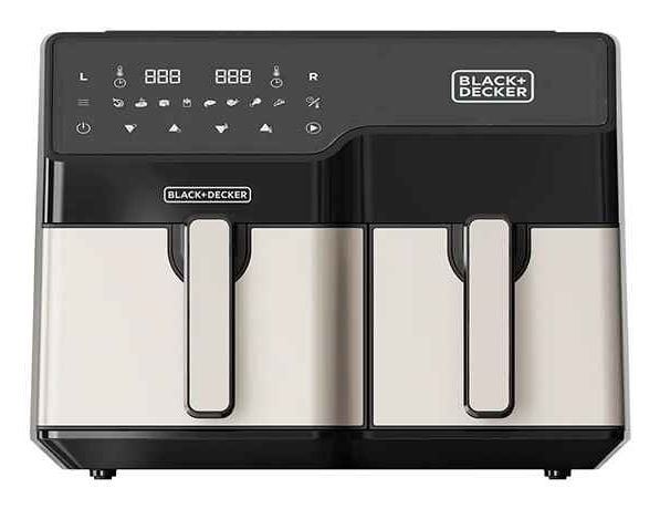 Black & Decker BXAF9000E, Varmluftsfrityr, 9 l, 80 °C, 200 °C, 60 min, Dobbel