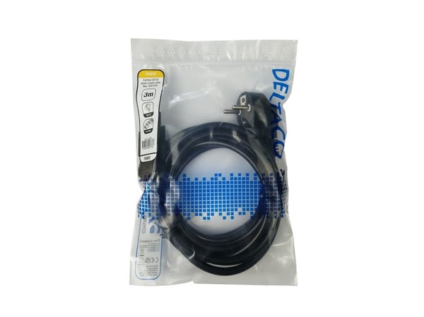 Deltaco Virtakaapeli, CEE 7/7 - GST18 naaras, maadoitettu, 3m, musta, 3 m, CEE7/7, GST18i3, 250 V, 16 A
