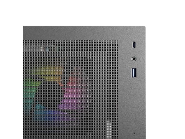 LC Power Gaming 717W Meshwork_L Dark - Tower spel - ATX - genomskinlig sidopanel (härdat glas) - ingen strömförsörjning (ATX) - svart - USB/ljud