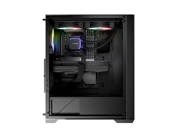 LC Power Gaming 717W Meshwork_L Dark - Tower spel - ATX - genomskinlig sidopanel (härdat glas) - ingen strömförsörjning (ATX) - svart - USB/ljud