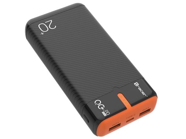 Tracer EnerGen - Strømbank - 20000 mAh - 74 Wh - 22.5 watt - 3 A - PD, QC 3.0 - 3 utgangskontakter (2 x USB, USB-C)