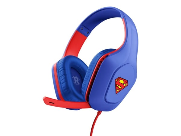 Trust GXT 415SM Zirox - Superman - hodesett - full størrelse - kablet - 3,5 mm jakk - blå, rød