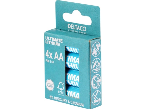 DELTACO Ultimate - Batteri 4 x AA / LR6 - Li - blå