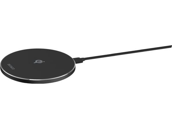 DELTACO - Trådløst ladestativ - LED-ring - 15 watt - 2 A - Fast Charge, PD 3.0 - svart