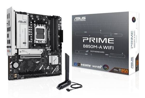 ASUS PRIME B850M-A WIFI - Hovedkort - micro ATX - Socket AM5 - AMD B850 Chipset - USB 3.2 Gen 2, USB 3.2 Gen 1, USB-C 3.2 Gen 1 - Wi-Fi 6E, Bluetoo...