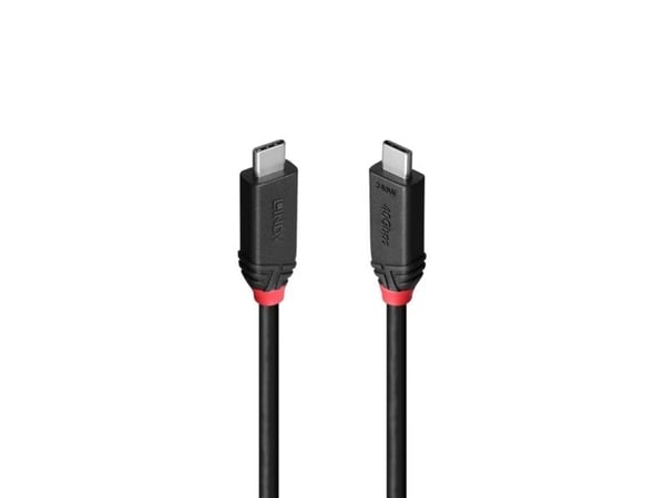 Lindy 37001, 1 m, USB C, USB C, USB4 Gen 3x2, 40 Gbit/s, Svart Lindy 37001, 1 m, USB C, USB C, USB4 Gen 3x2, 40 Gbit/s, Svart