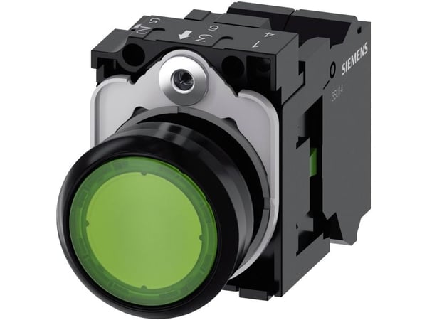 Painonappivalo 22mm pyöreä pla vihreä 1NO 24V 24V