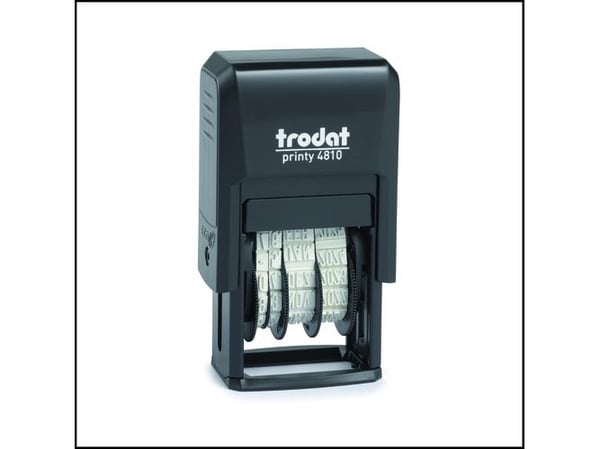 Trodat Printy 4850/L1 - Stämpel - självinfärgning - 2-färgers (blått, rött) - datum, lagertext - 3.8 mm - EINGEGANGEN - 25 x 14 mm - svart handtag