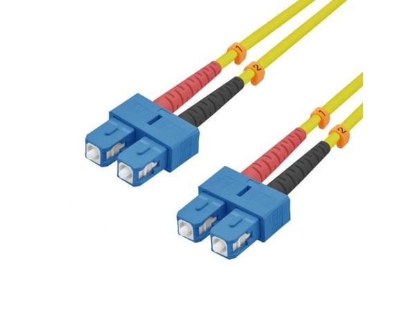 helos fiberoptisk patchkabel 9/125 µm OS2 SC/SC 15,0 m SC dupleks plugg/plugg, gul (216668)
