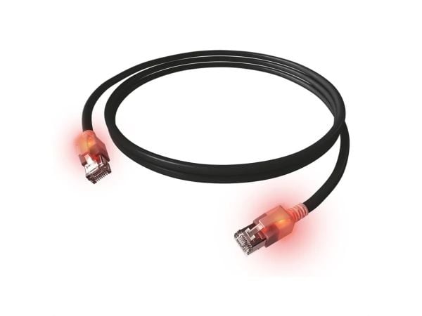 Easylan CS1OSADAD0075 RJ45 verkkokaapeli, patch-kaapeli CAT 6A S/FTP 7,5 m Musta LEDillä 1 kpl 1 kpl