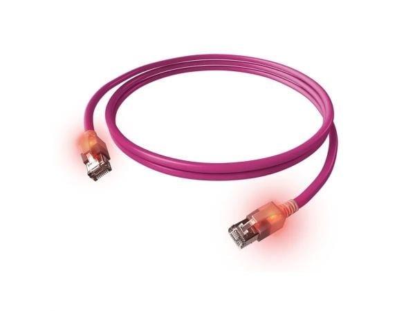 Easylan CS1OVADAD0030 RJ45 verkkokaapeli, patch-kaapeli CAT 6A S/FTP 3 m Violetti LEDillä 1 kpl 1 kpl