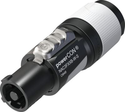 Neutrik NAC3FXXB-W-S, powerCON, musta, harmaa, suora, 16/12, kupari, IP20