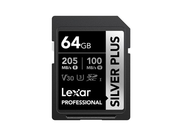 Lexar Professional SILVER PLUS, 64 GB, SDXC, Klasse 3, UHS-I, 205 MB/s, 100 MB/s